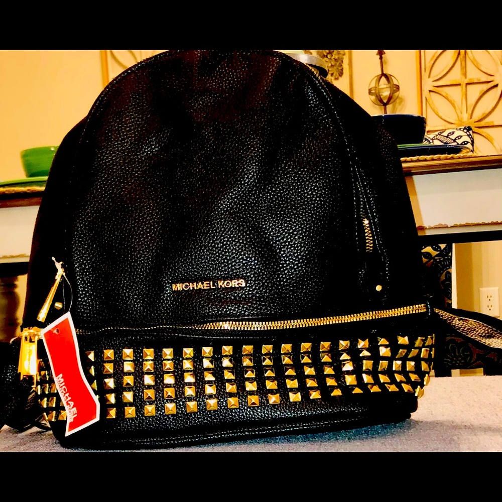 Michael Kors Rhea Medium Studded Leather Backpack